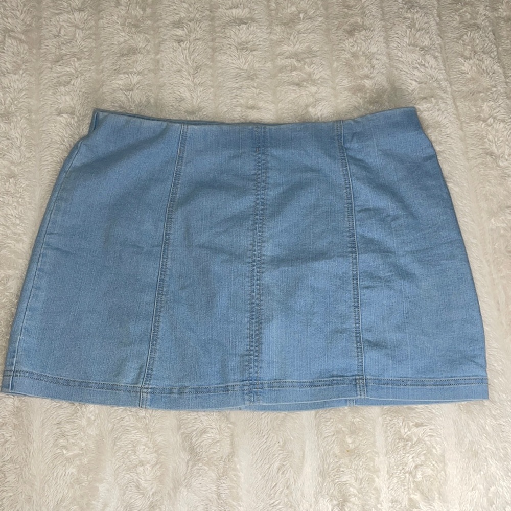 Elastic Light Denim Mini Skirt